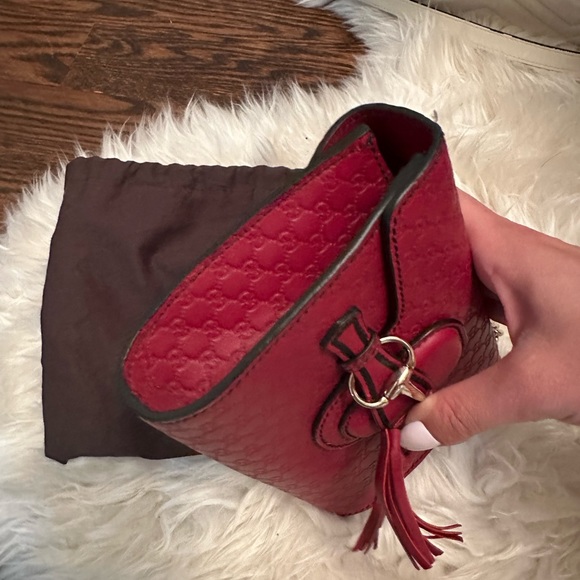 Gucci Red Emily Chain Flap Bag Leather Mini - Picture 4 of 6
